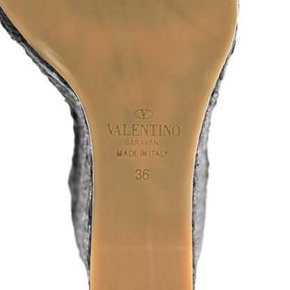 Valentino Garavani Grained Calfskin Rockstud Ankle Strap Espadrille 15/105mm Wedge Sandals 36 Deep Denim 6 of 8