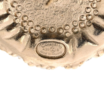 Chanel Pearl Crystal CC Round Earrings Light Gold 4 of 5