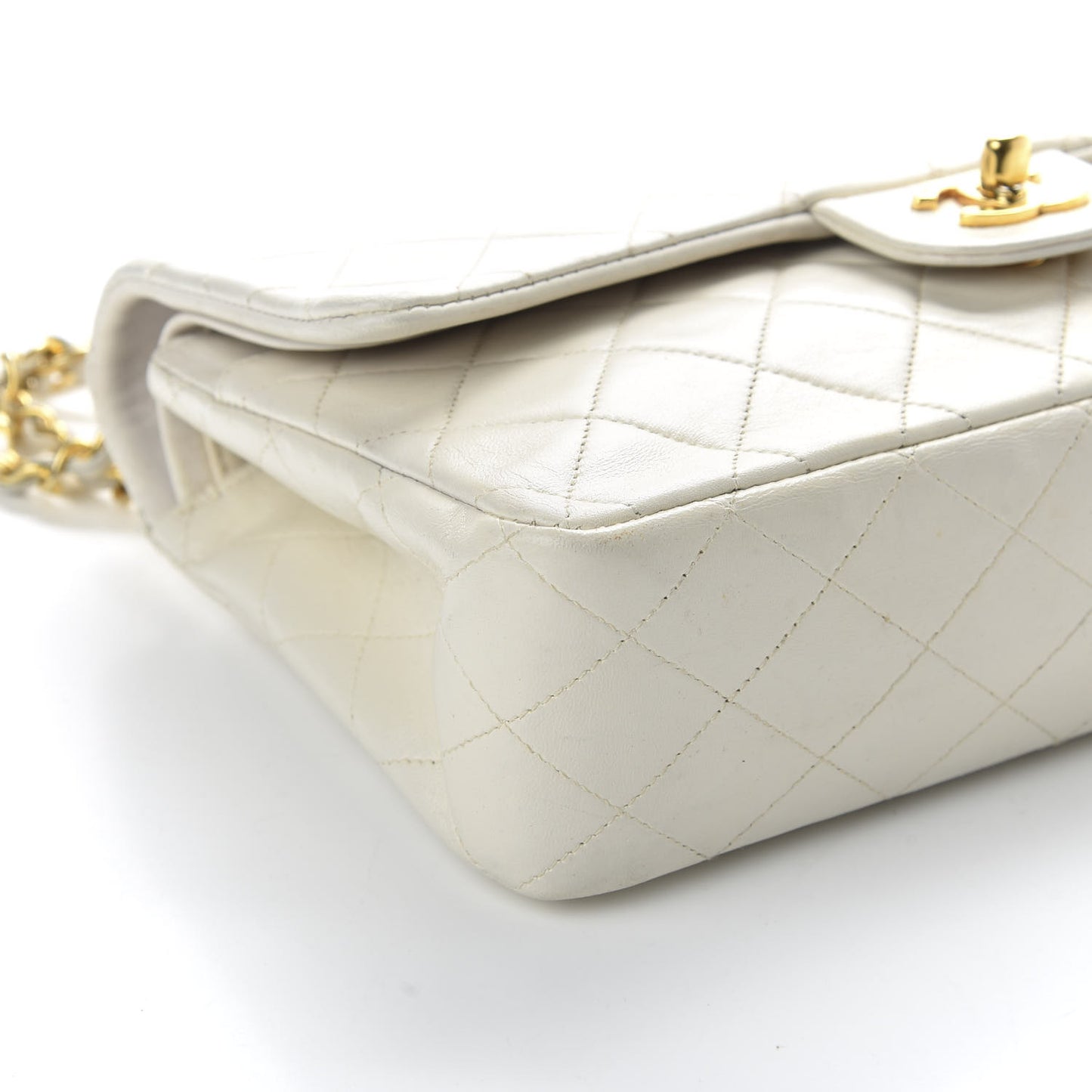 Lambskin Quilted Medium Double Flap White