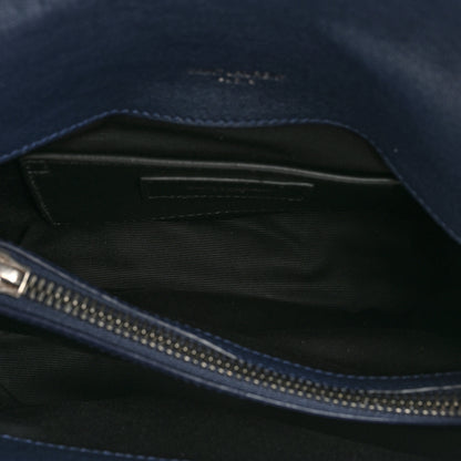 Saint Laurent Sheepskin Matelasse Chevron Monogram Medium College Bag Navy 6 of 13