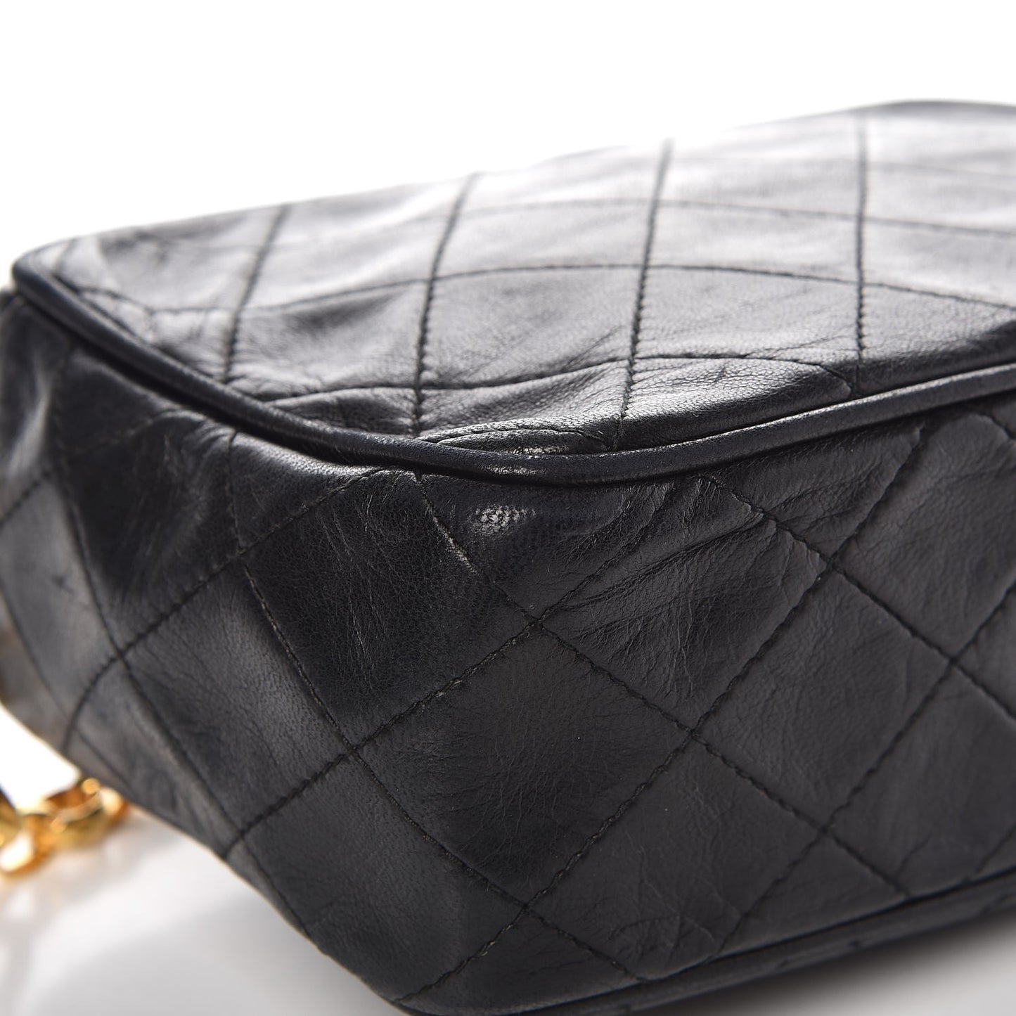 Lambskin Quilted CC Tassel Camera Case Black