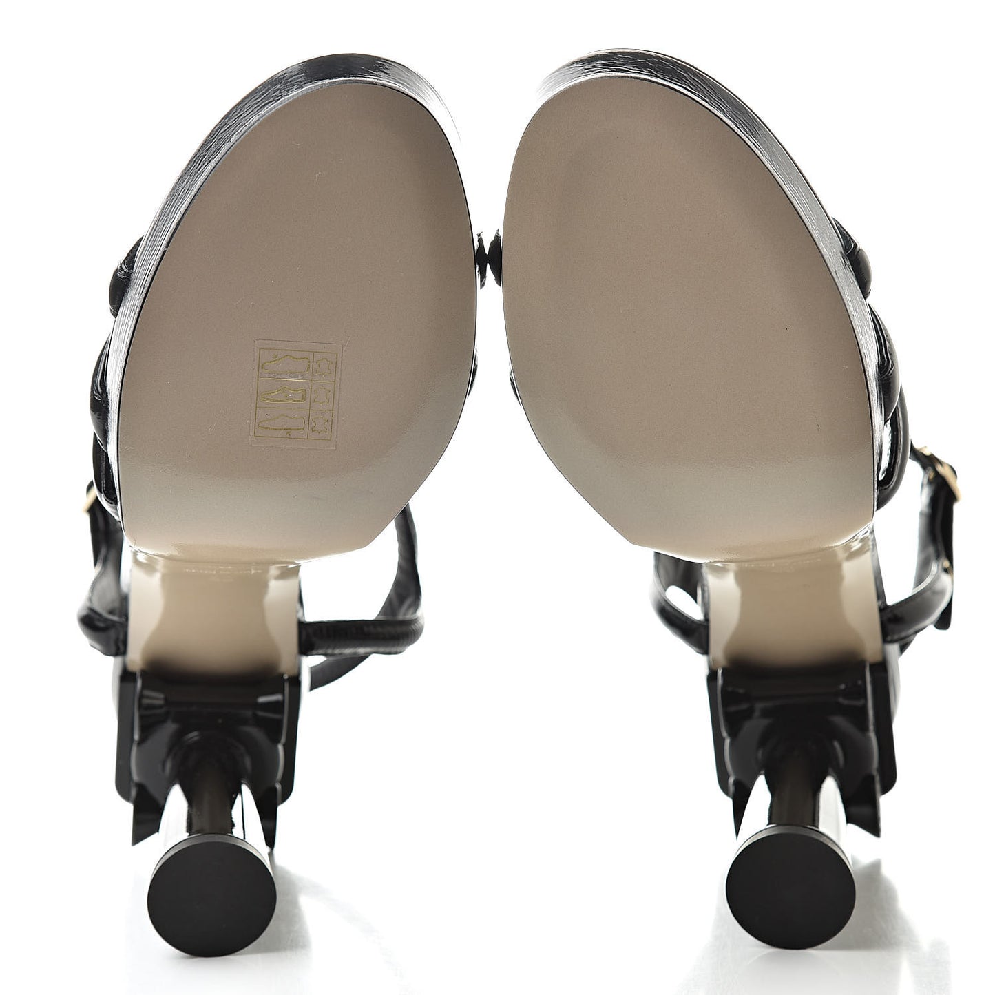 Patent Crumpled Calfskin Parthenon Platform Sandals 40 Black