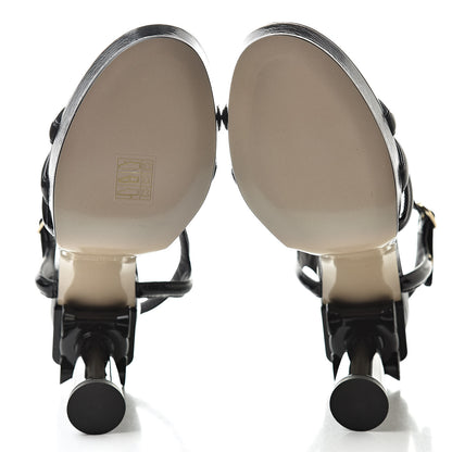 Chanel Patent Crumpled Calfskin Parthenon Platform Sandals 40 Black 5 of 8