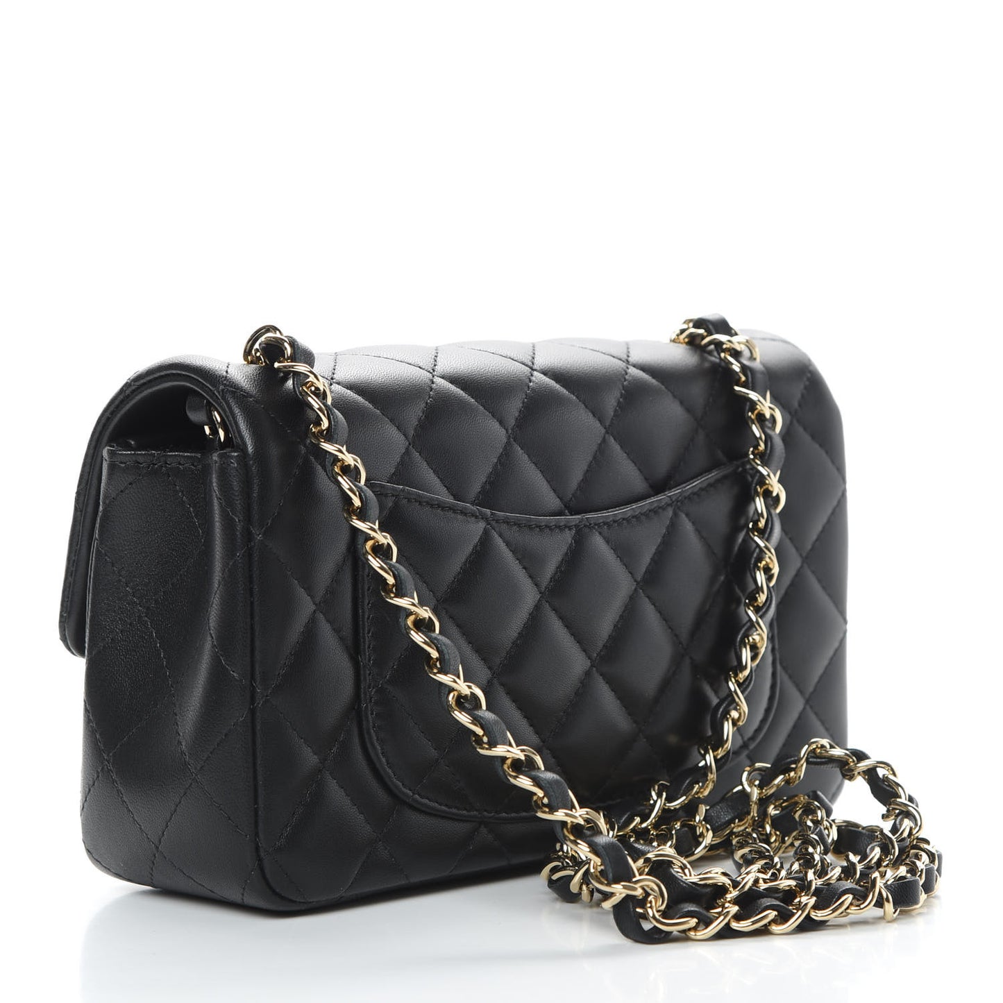 Lambskin Quilted Mini Rectangular Flap Black