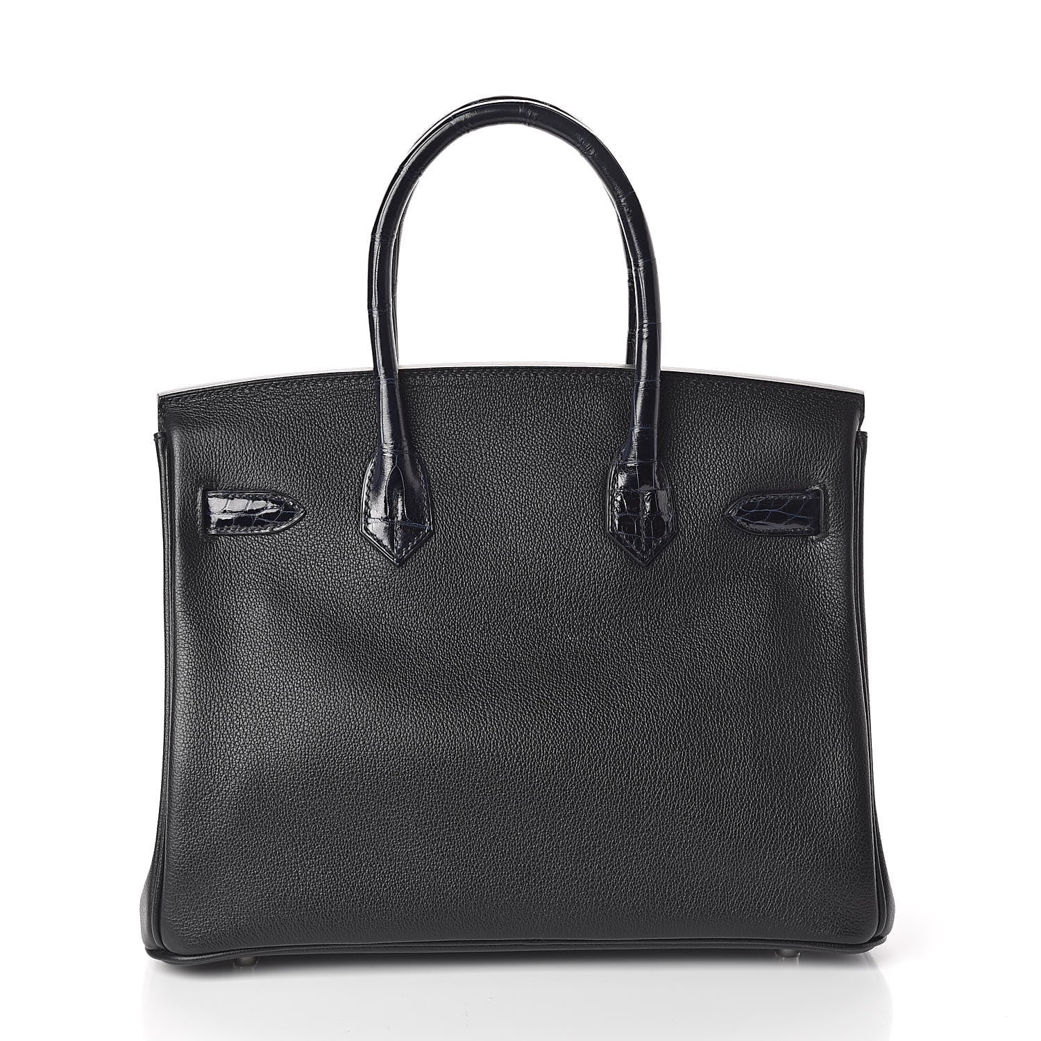 Hermes Clemence Novillo Shiny Niloticus Crocodile Birkin Touch 30 Black Bleu Marine 4 of 32
