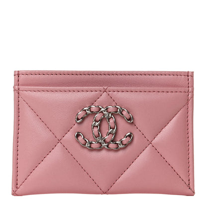 Chanel Lambskin Quilted Chanel 19 Card Holder Light Pink 1 of 12