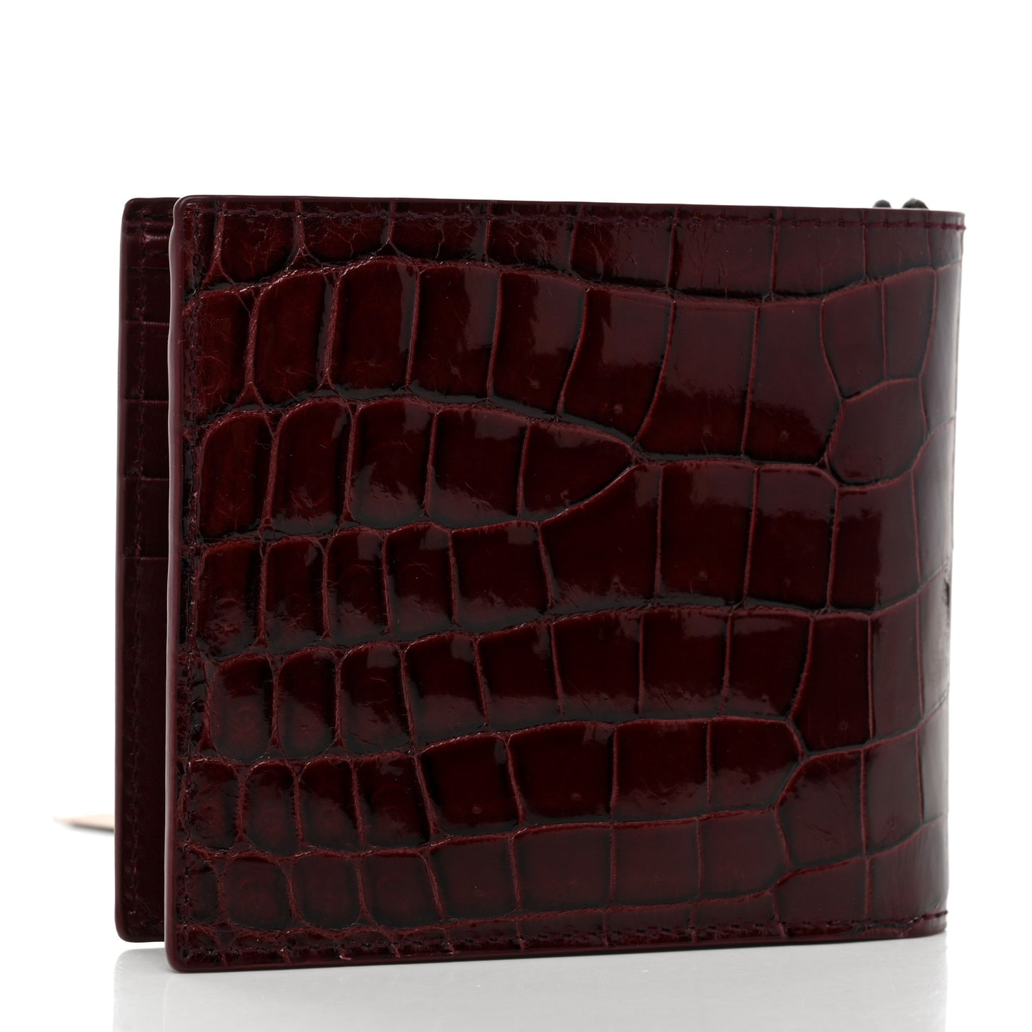 Crocodile Bi-Fold Wallet Burgundy