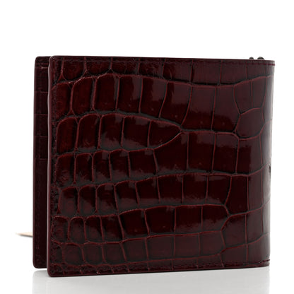 Bottega Veneta Crocodile Bi-Fold Wallet Burgundy 2 of 8