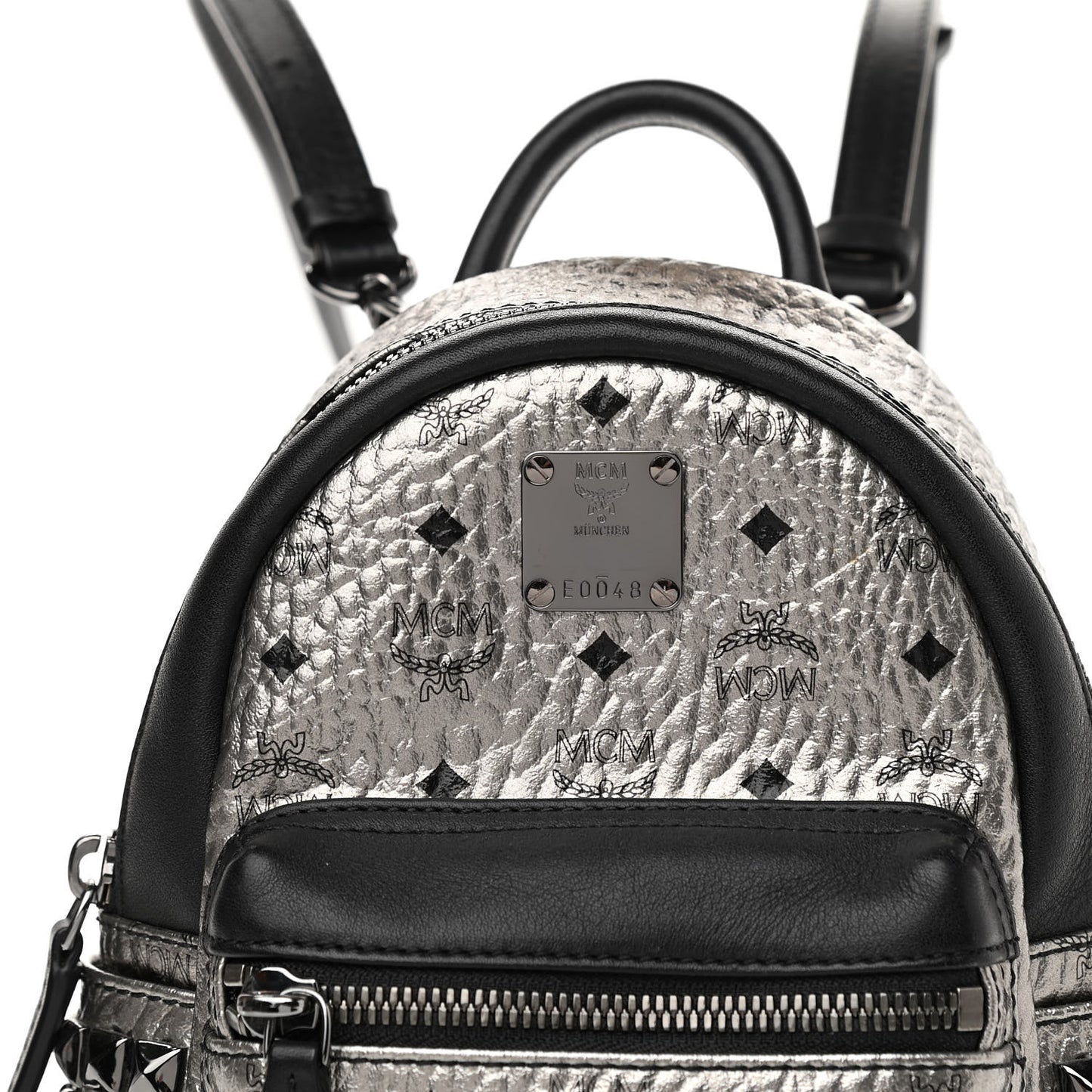 Metallic Visetos Studded X-Mini Bebe Boo Backpack Silver