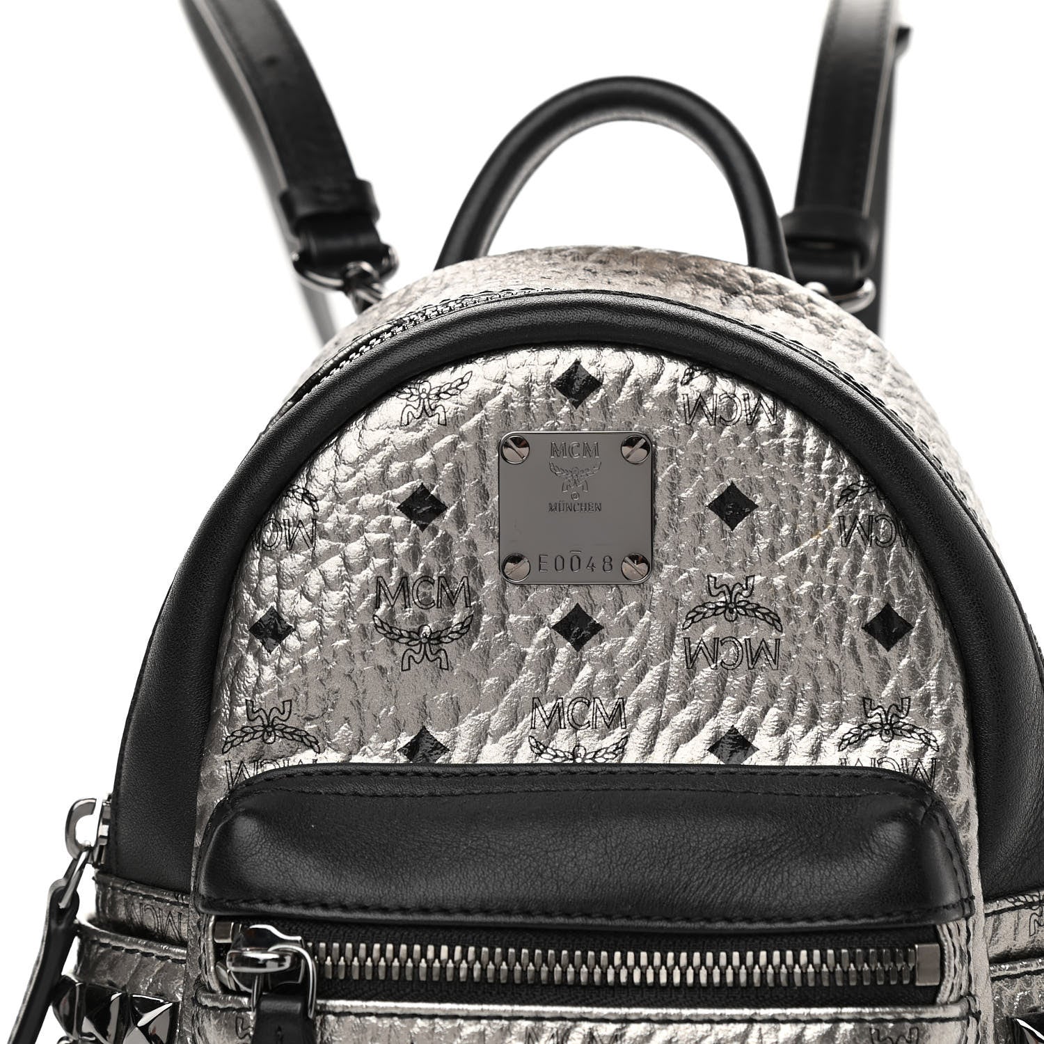 MCM Metallic Visetos Studded X-Mini Bebe Boo Backpack Silver 7 of 10