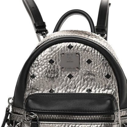 MCM Metallic Visetos Studded X-Mini Bebe Boo Backpack Silver 7 of 10