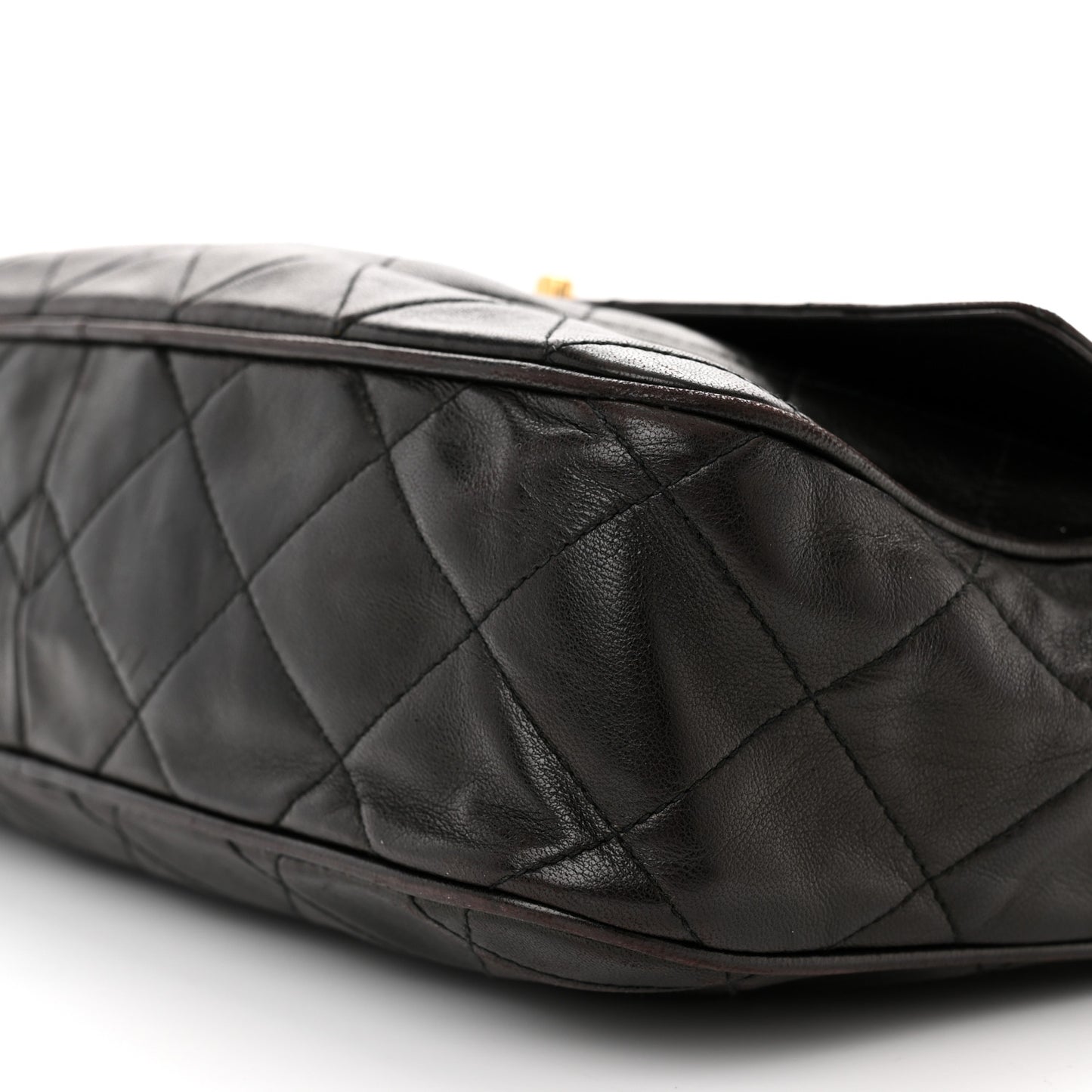 Lambskin Quilted Tassel Camera Case Black