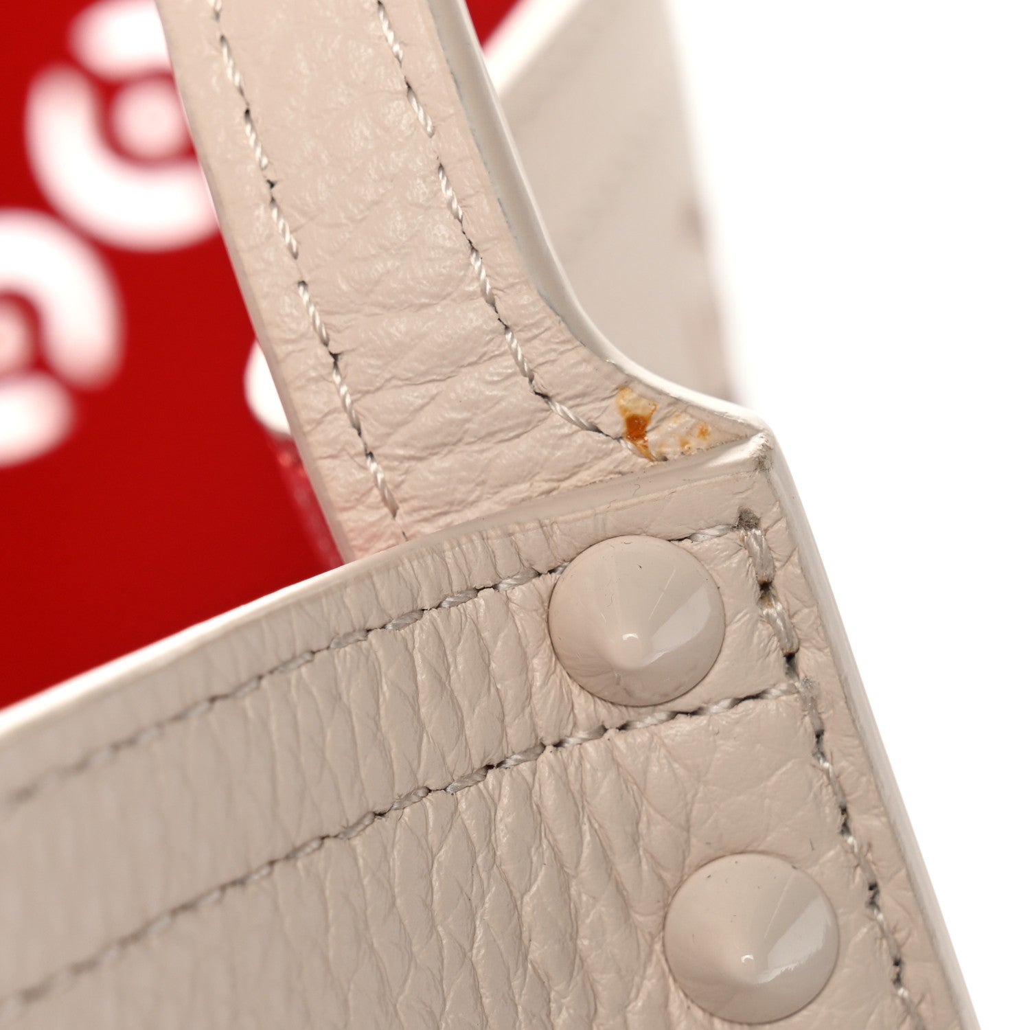 Christian Louboutin Calfskin Perforated Loubinthesky Spikes Large Cabarock Tote Leche 13 of 13