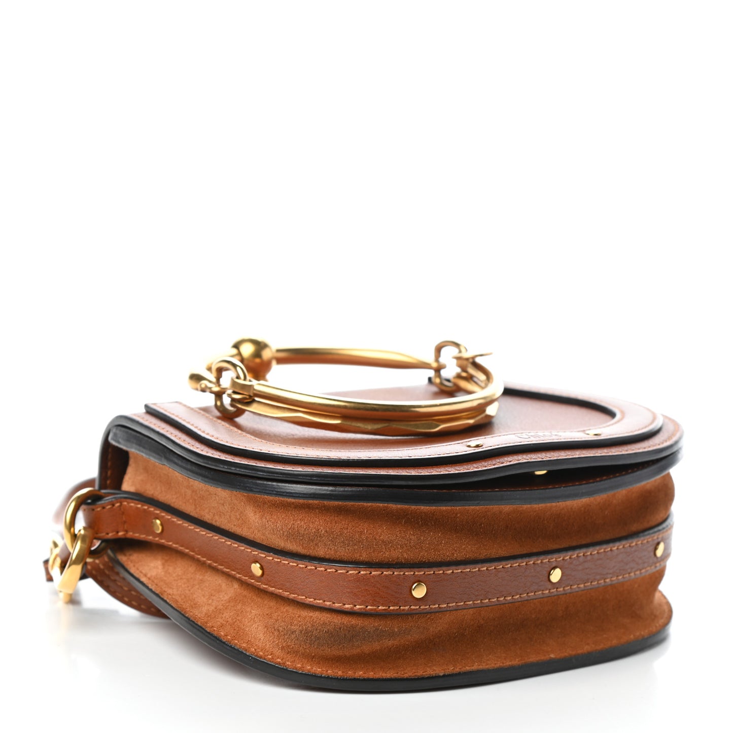 Calfskin Suede Small Nile Bracelet Bag Caramel