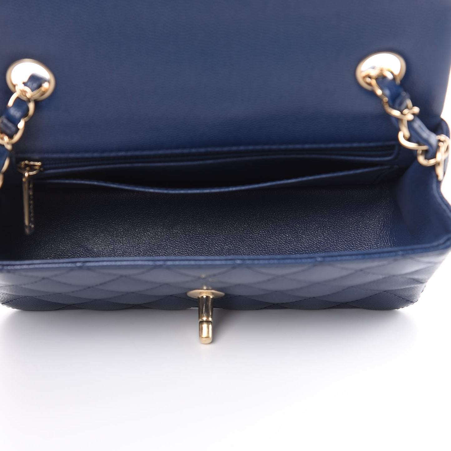 Caviar Quilted Mini Rectangular Flap Dark Blue