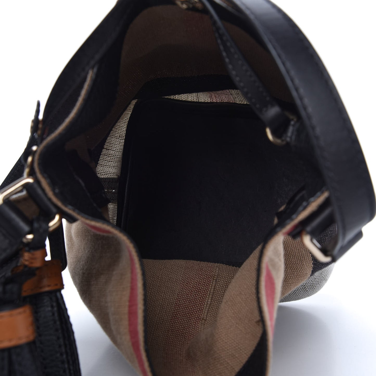 Canvas Mega Check Mini Ashby Tassel Crossbody Black