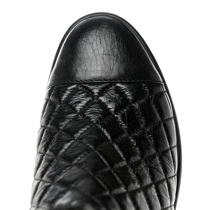 Chanel Shiny Goatskin Cap Toe Short Boots 37.5 Black 10 of 10
