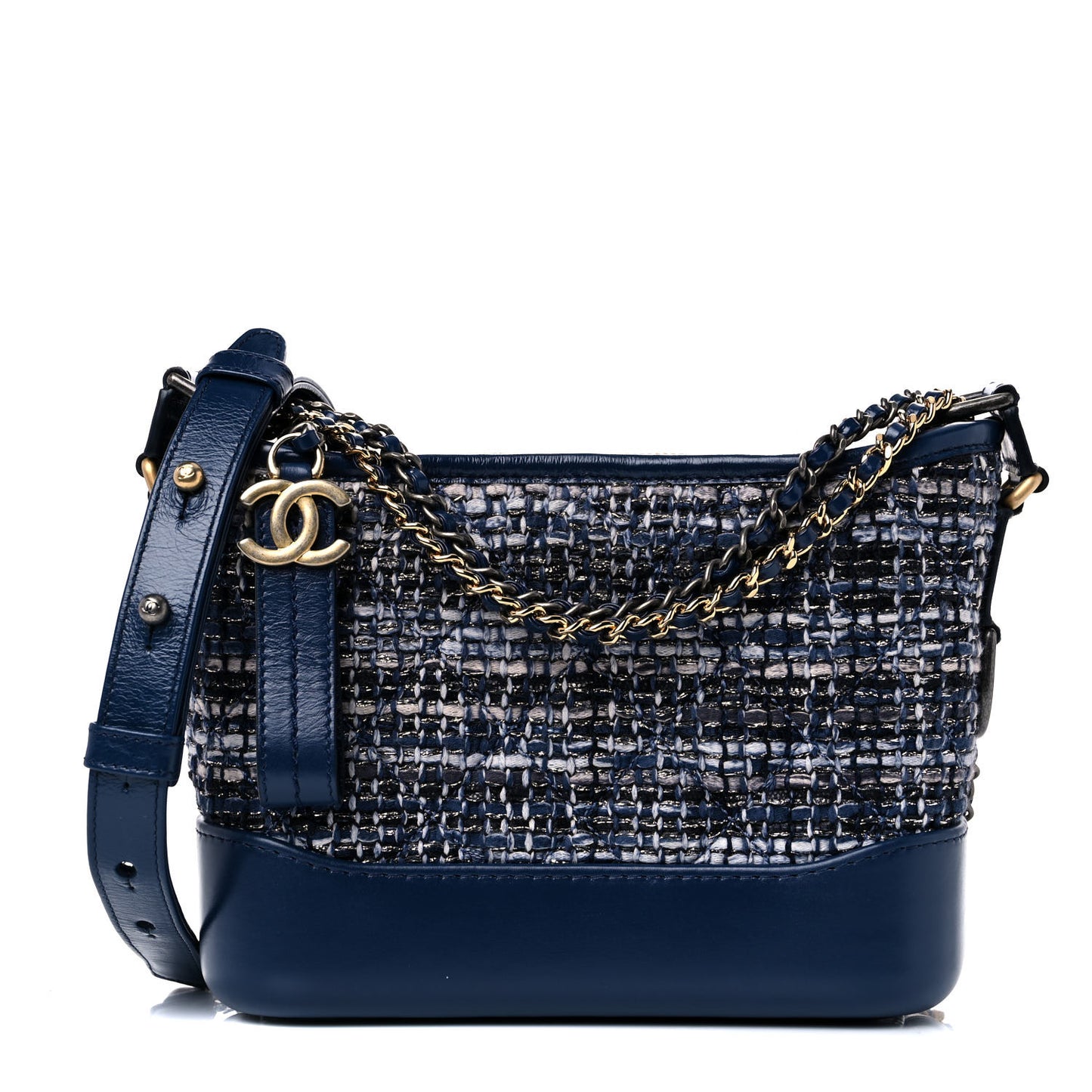 Tweed Calfskin Small Gabrielle Hobo Blue