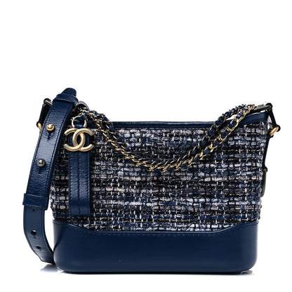 Chanel Tweed Calfskin Small Gabrielle Hobo Blue 1 of 10