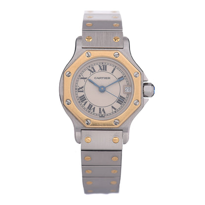 Cartier Stainless Steel 18K Yellow Gold 25mm Santos Octagon Quartz Watch 1 of 4