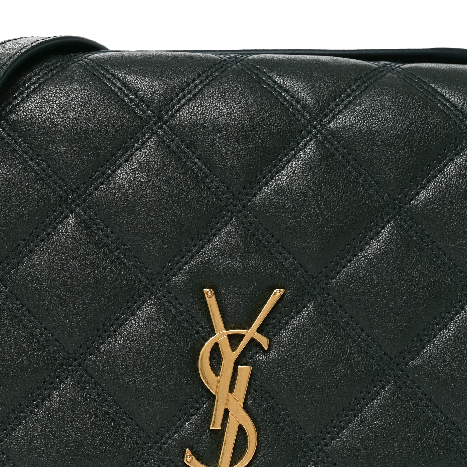 Saint Laurent Lambskin Diamond Quilted Becky Chain Wallet Vert Fonce 8 of 10
