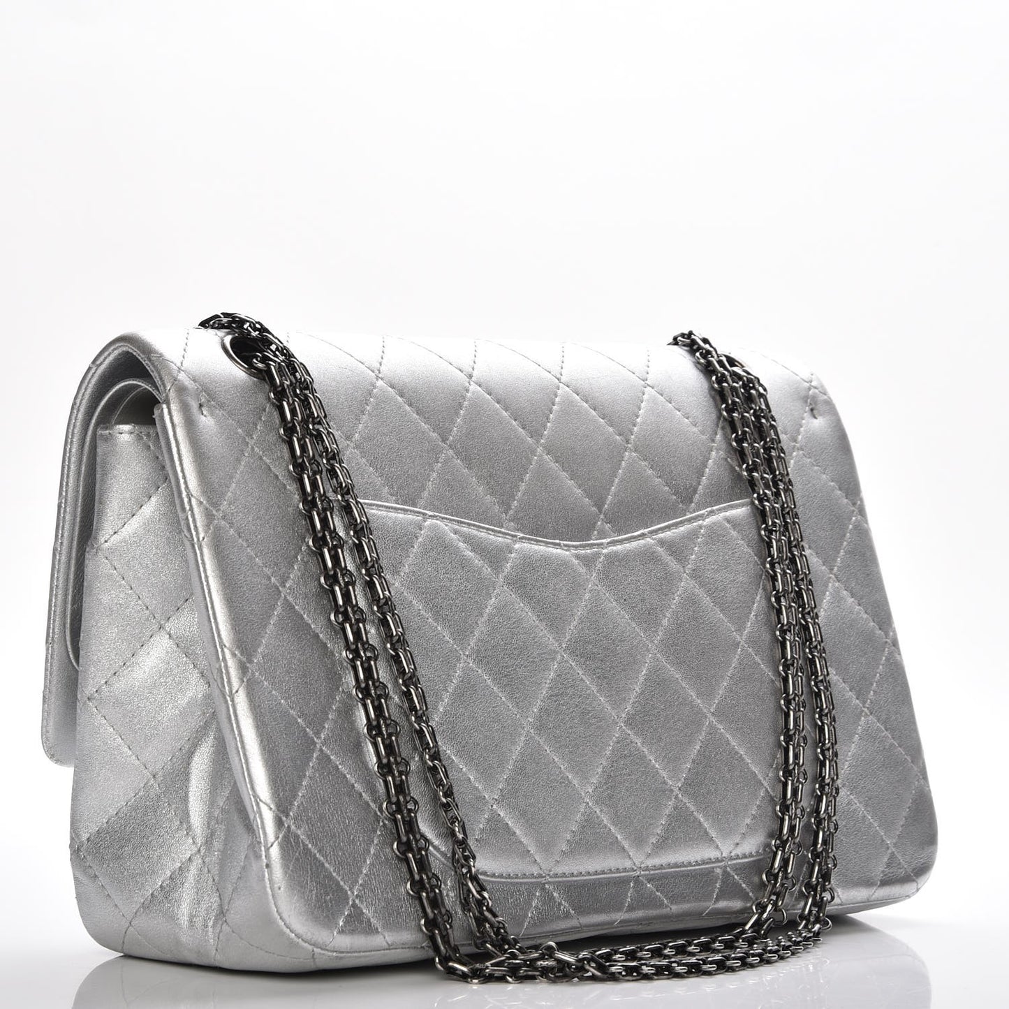 Metallic Lambskin Quilted 2.55 Reissue 227 Flap Silver