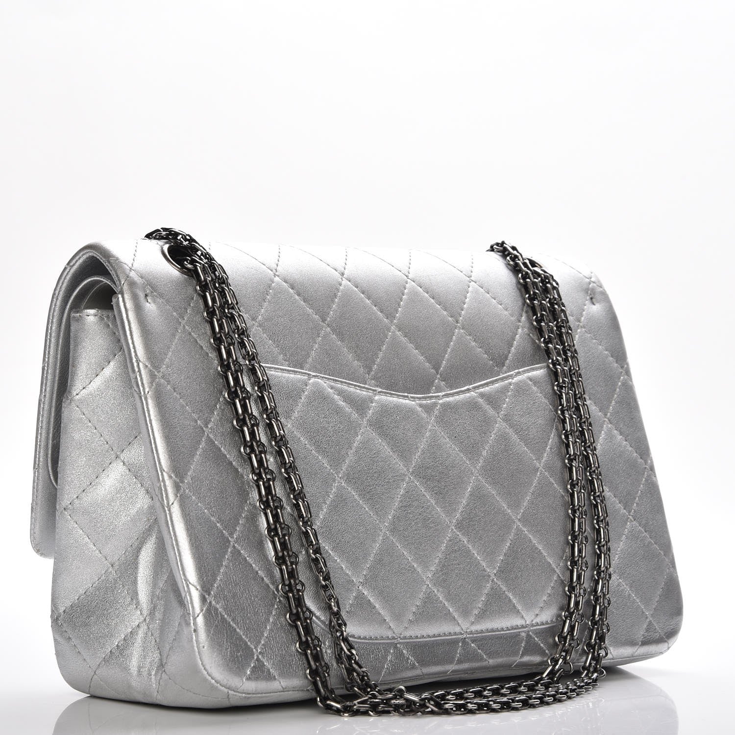 Chanel Metallic Lambskin Quilted 2.55 Reissue 227 Flap Silver 3 of 9