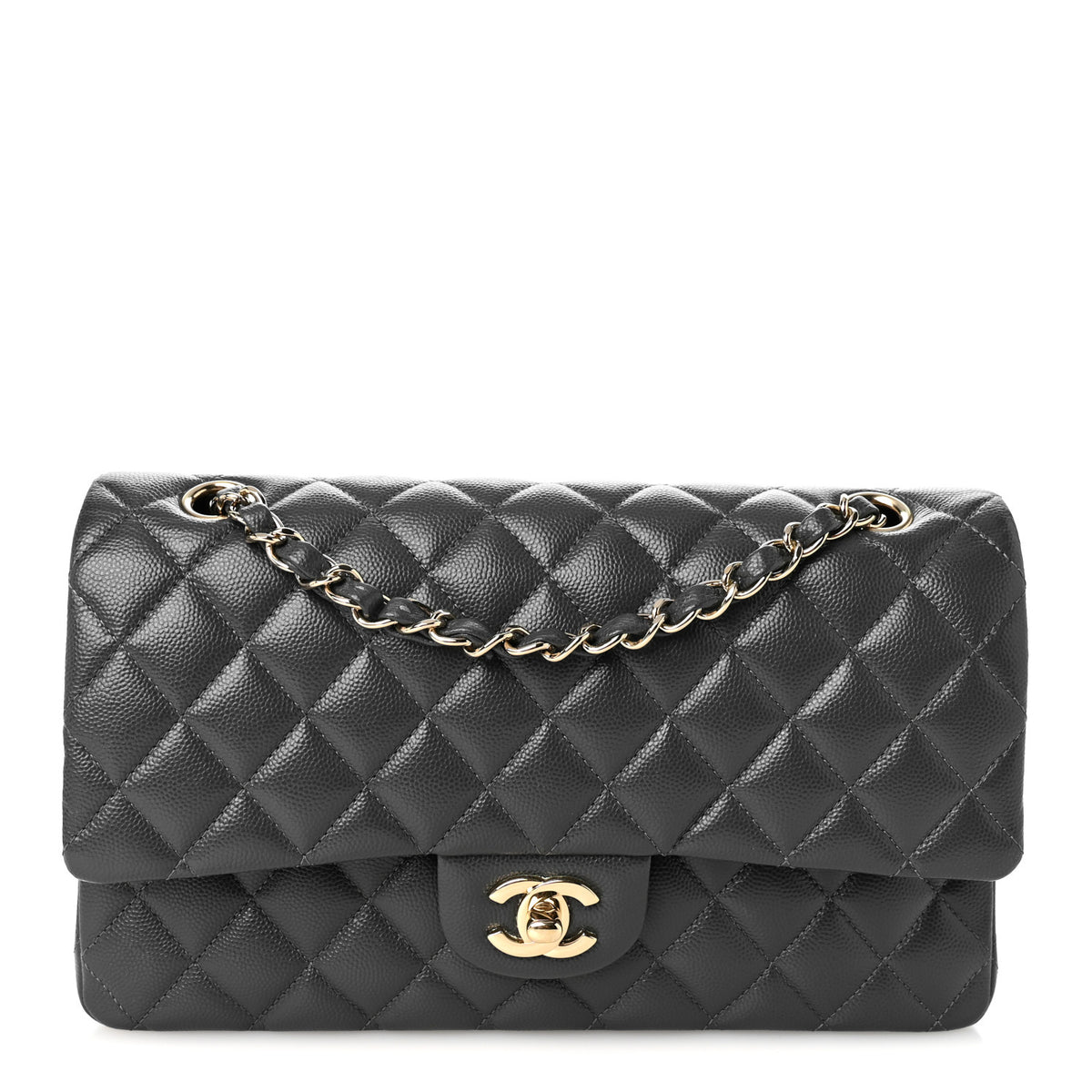 Chanel Caviar Quilted Medium Double Flap Dark Grey 1 of 10