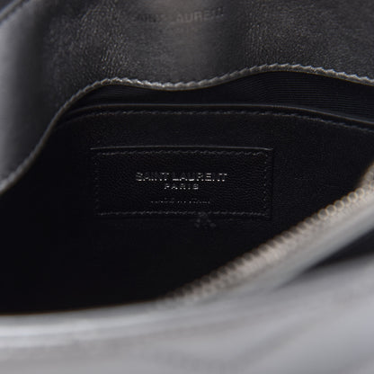 Saint Laurent Metallic Calfskin Y Quilted Monogram Small Loulou Chain Satchel Silver 8 of 10