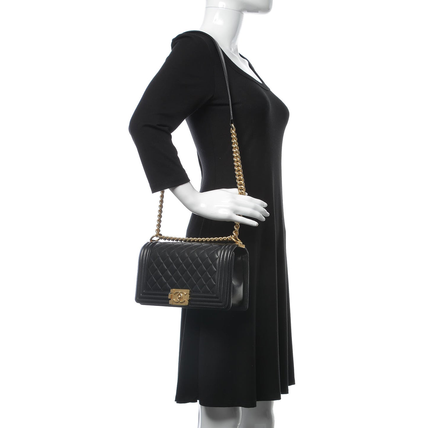 Lambskin Quilted Medium Boy Flap Black