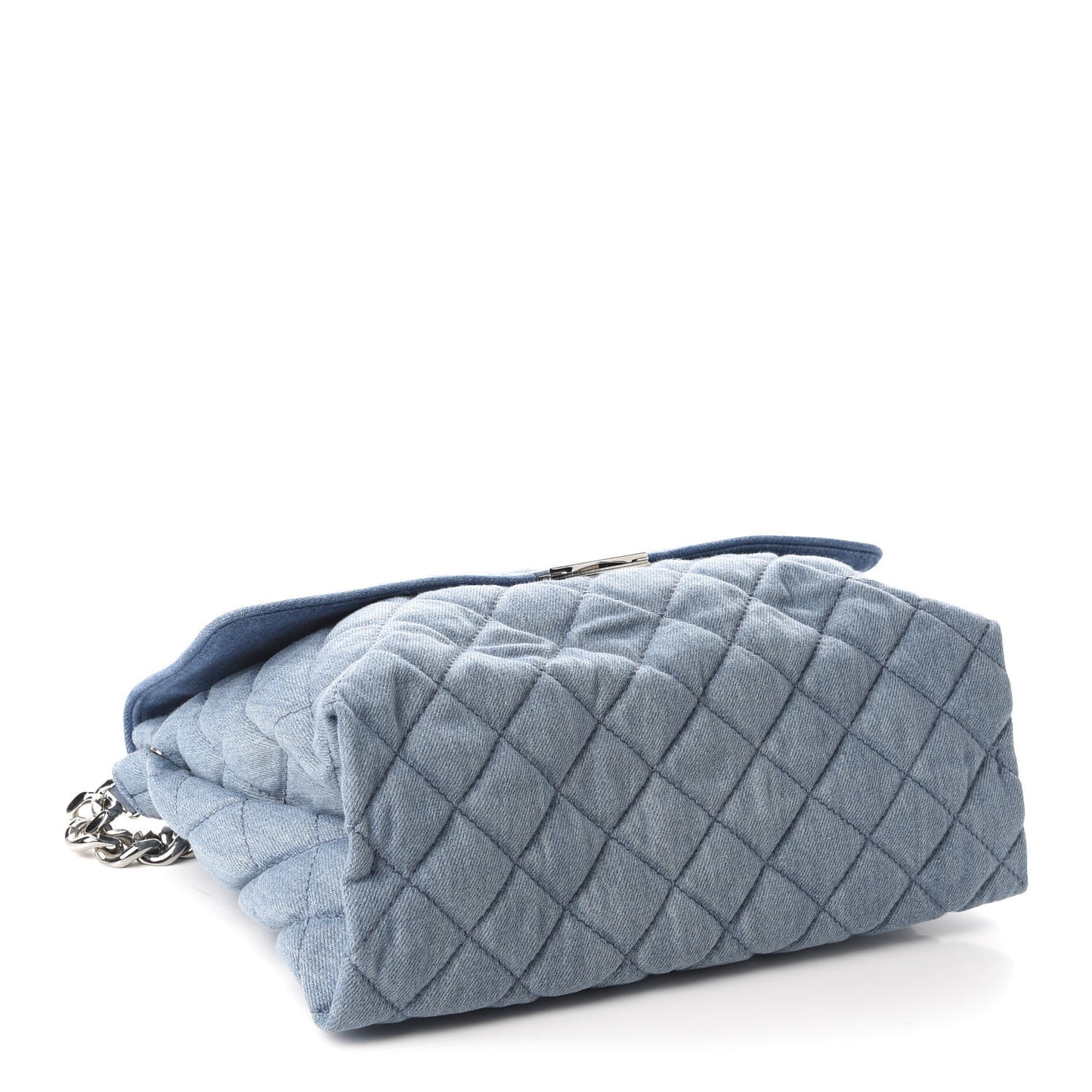 Eco Denim Quilted Large Beckett Shoulder Bag Blue