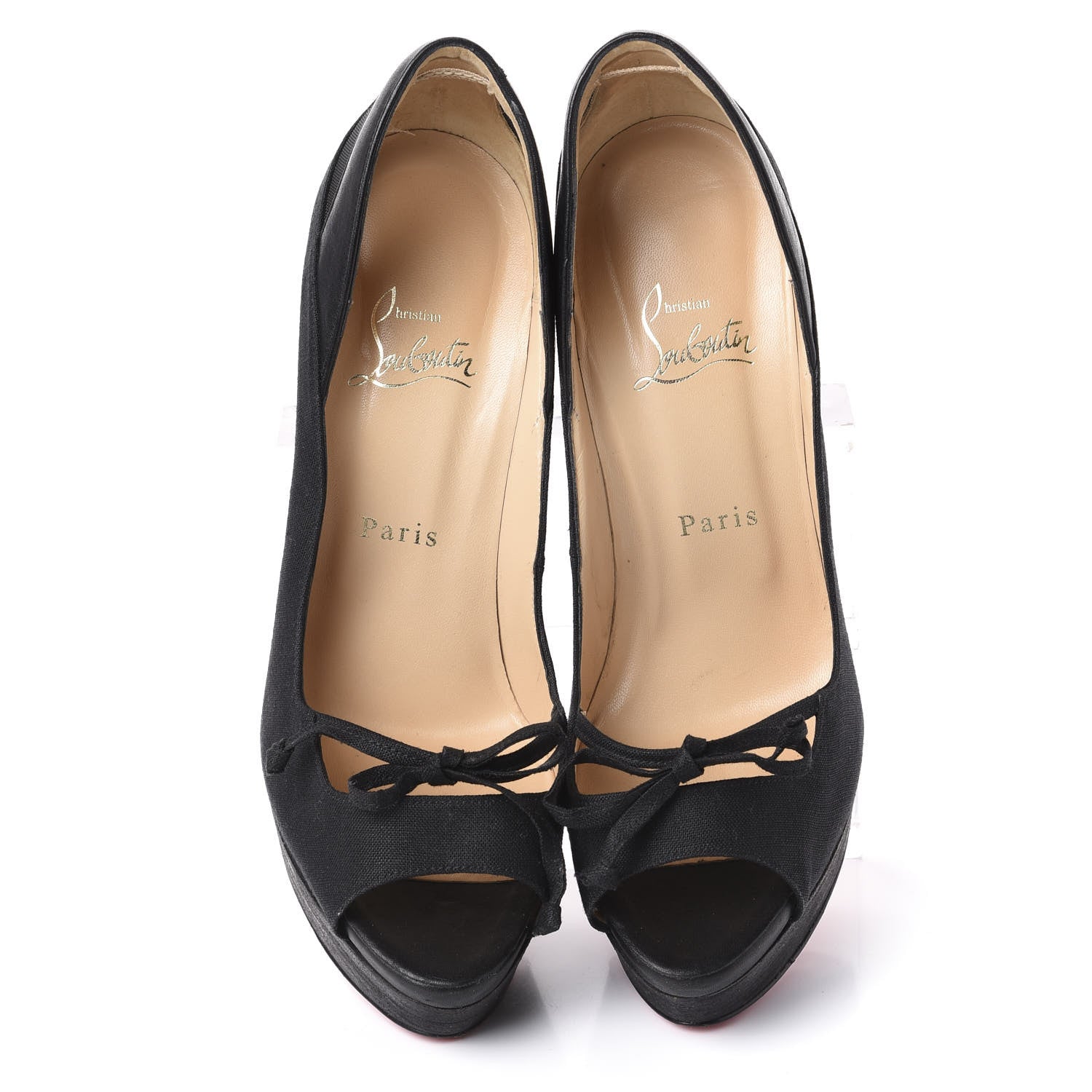 Christian Louboutin Crelino Calfskin Maleva 150 Peep Toe Platform Pumps 38.5 Black 5 of 8