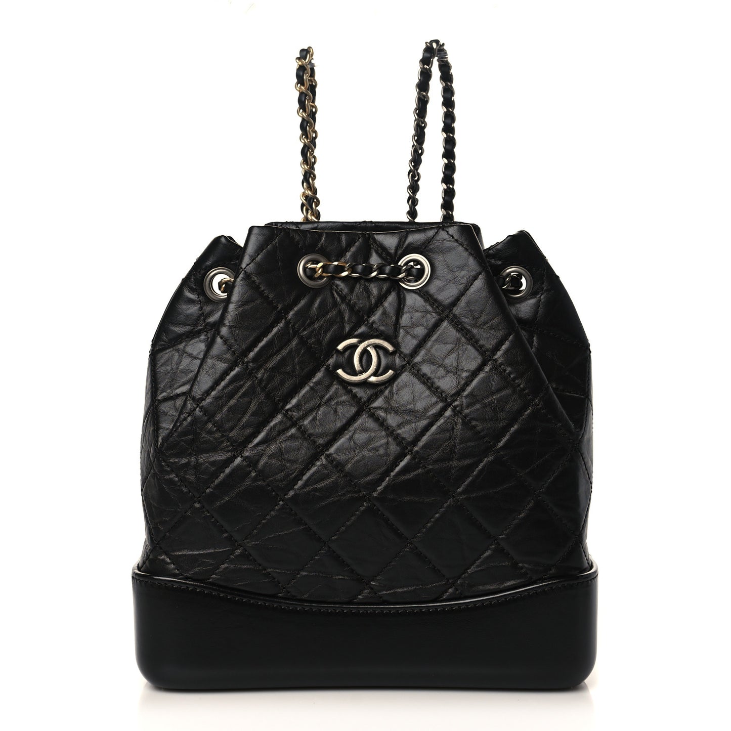 Aged Calfskin Quilted Small Gabrielle Backpack Black