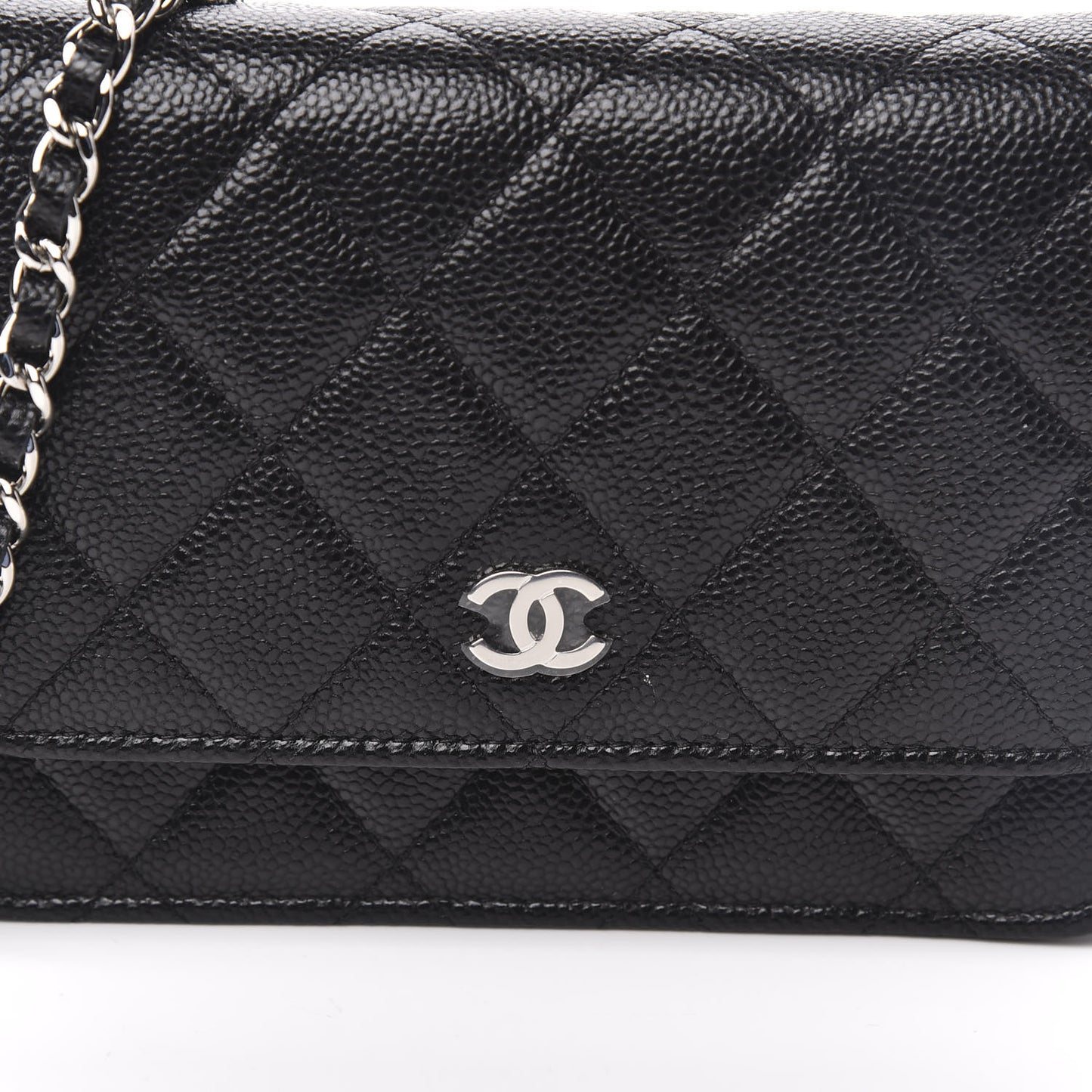 Caviar Quilted Mini Wallet On Chain WOC Black