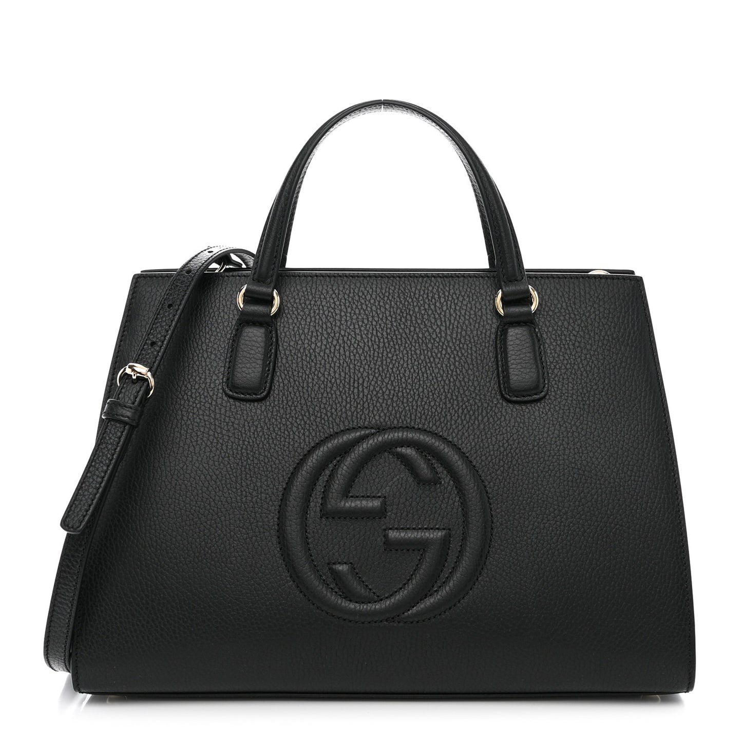Dollar Calfskin Large Soho Top Handle Satchel Black