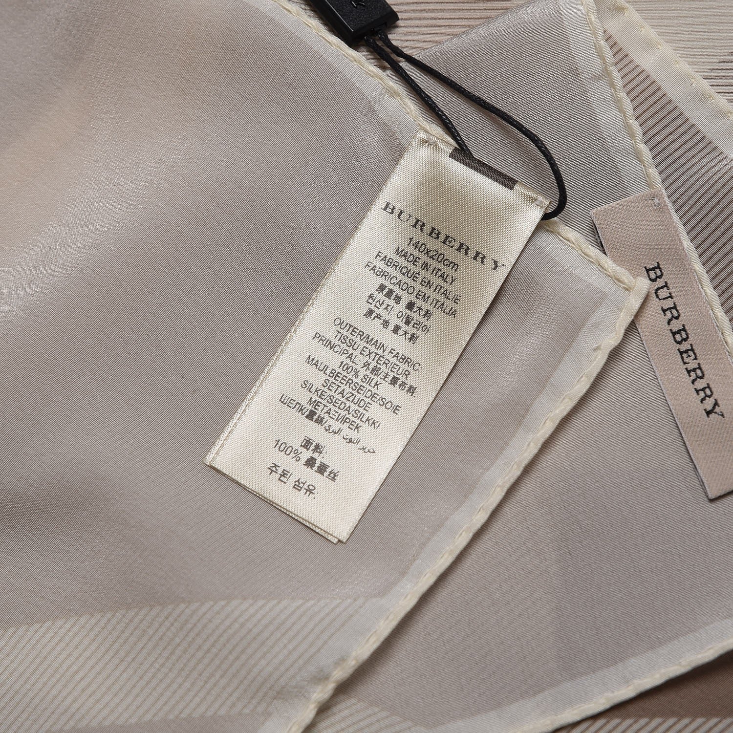 Burberry Silk Giant Check Scarf Pale Stone 5 of 6