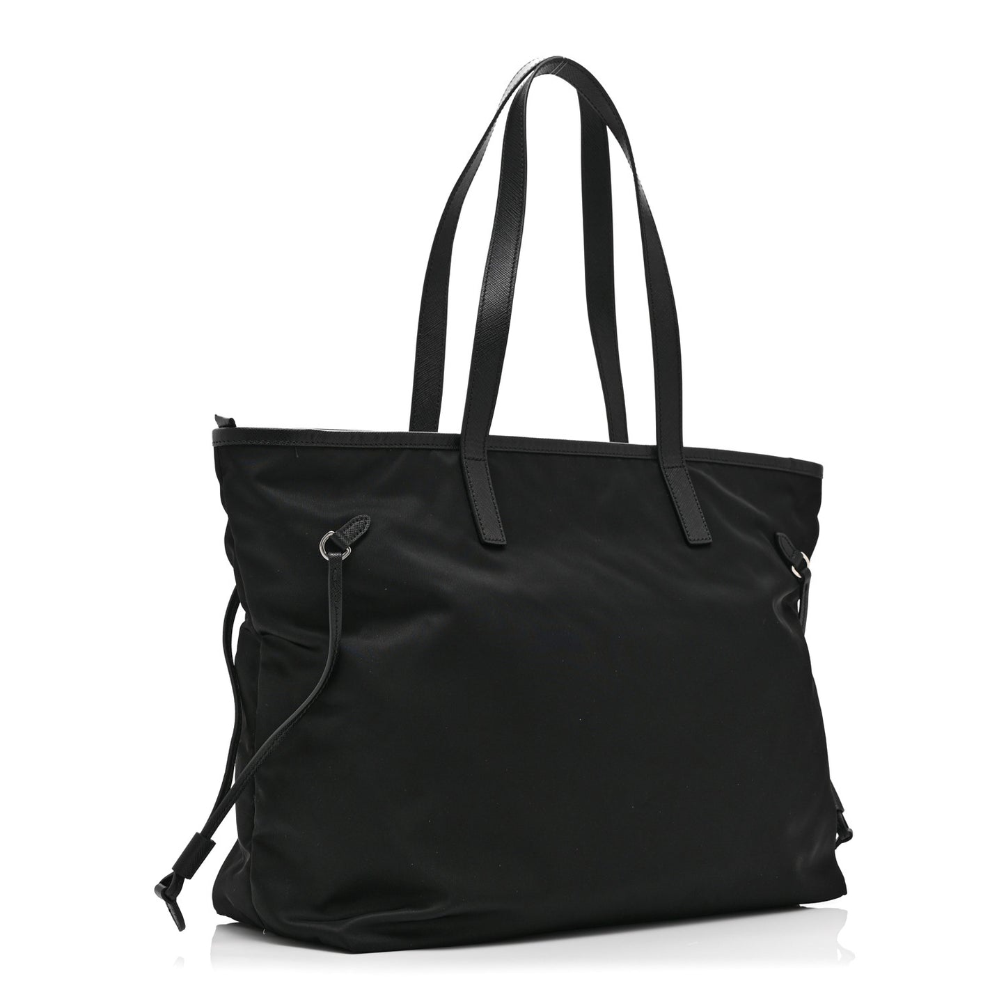 Tessuto Nylon Saffiano Shopping Tote Black