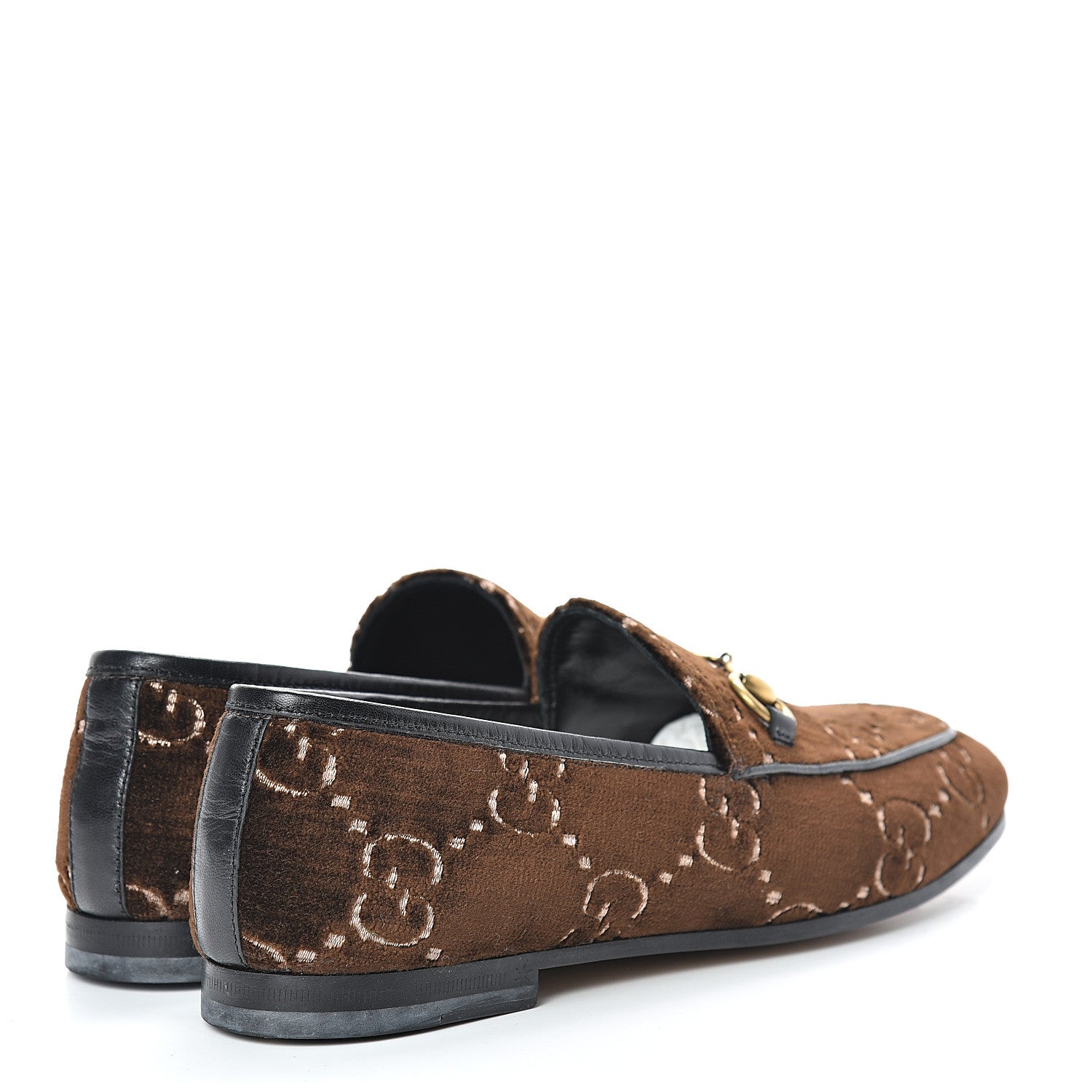 Gucci Velvet GG Monogram Horsebit Womens Jordaan Loafers 35.5 Brown Black 4 of 9