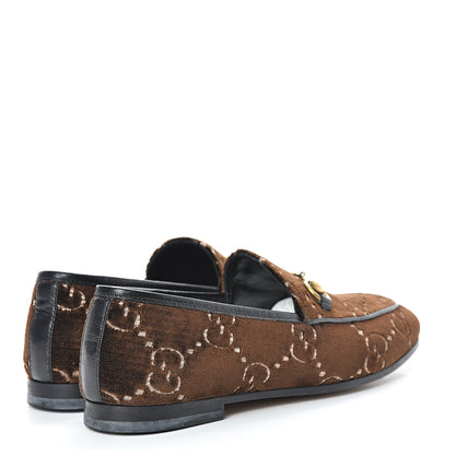 Gucci Velvet GG Monogram Horsebit Womens Jordaan Loafers 35.5 Brown Black 4 of 9