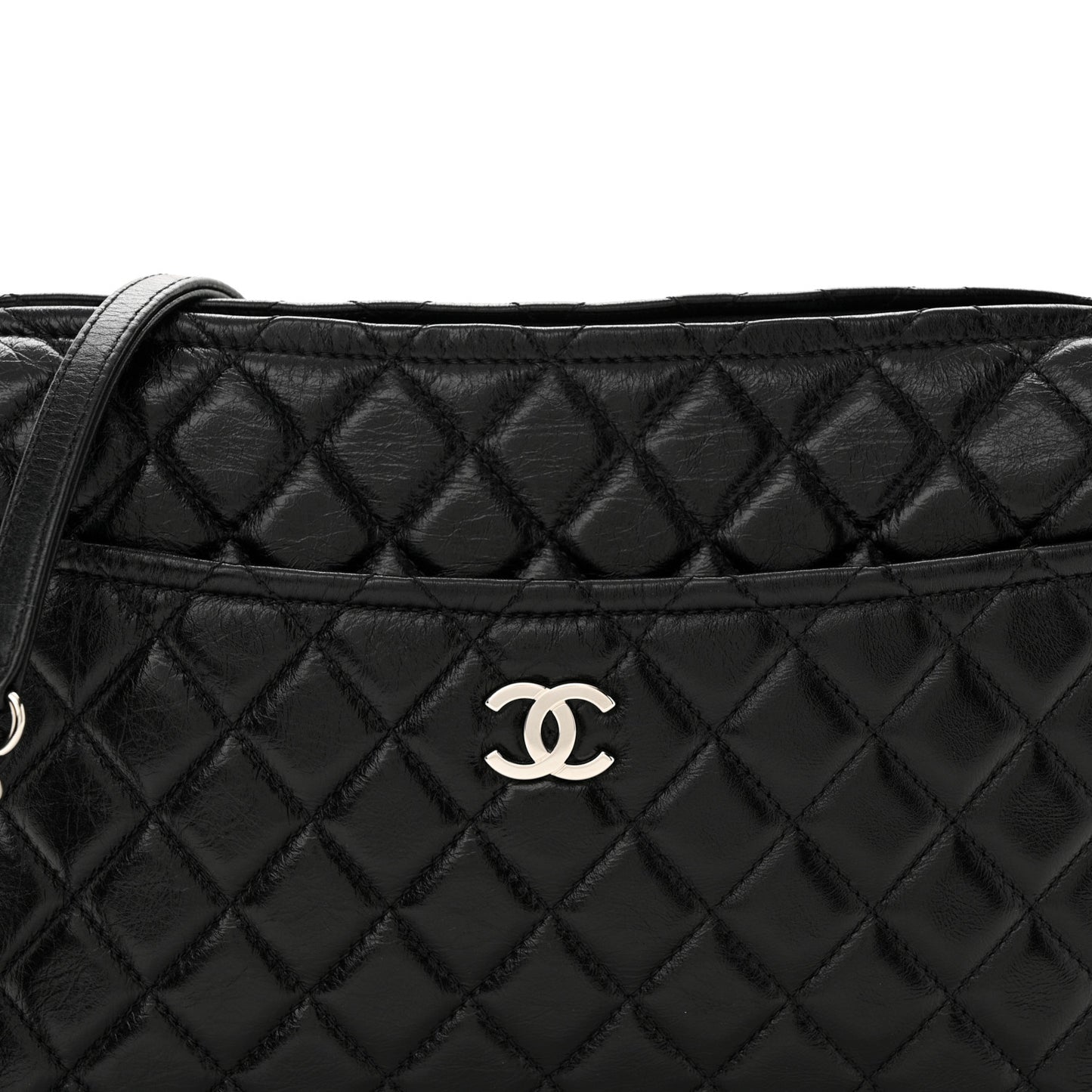 Aged Calfskin Quilted Large Working Vibe Camera Case Black