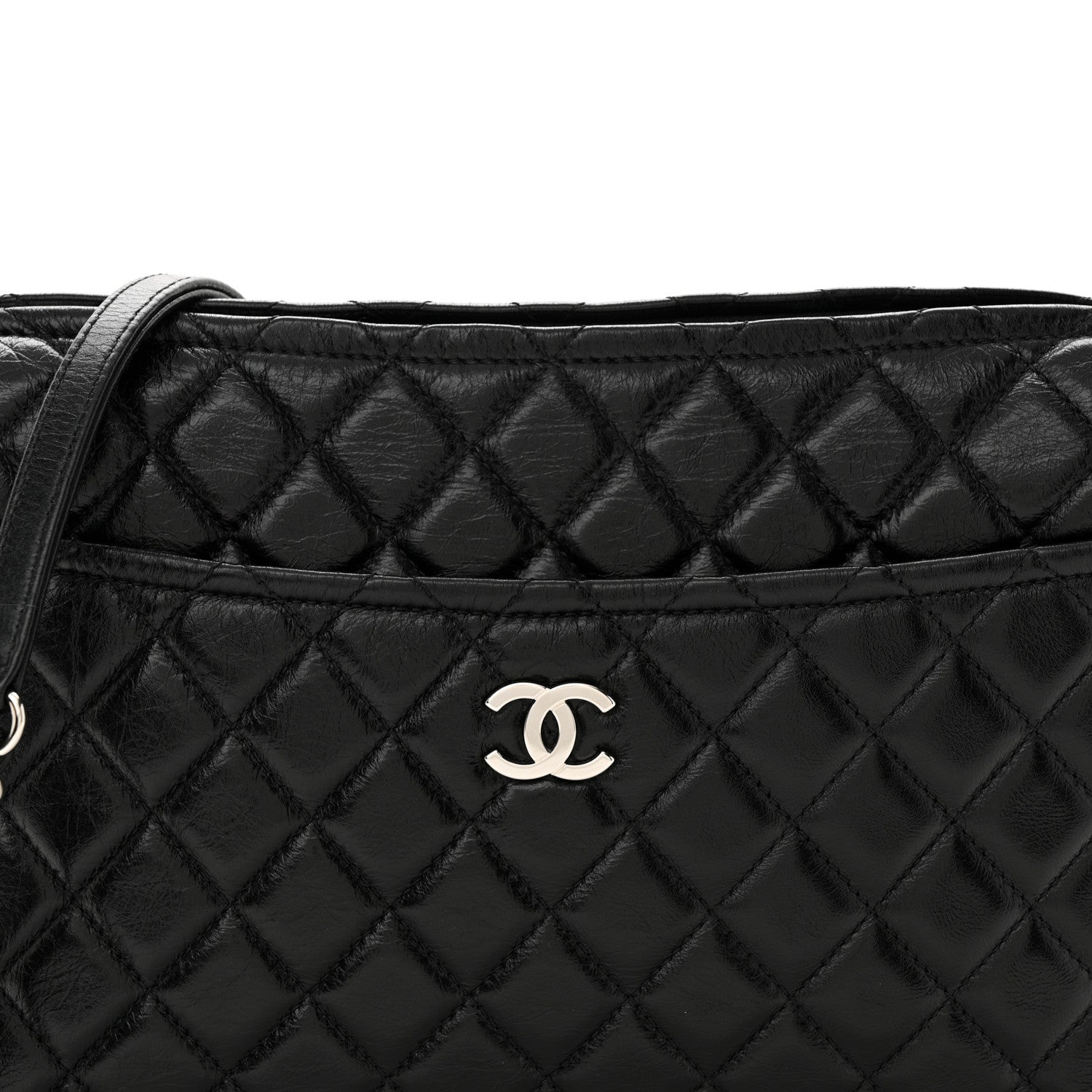 Chanel Aged Calfskin Quilted Large Working Vibe Camera Case Black 8 of 10