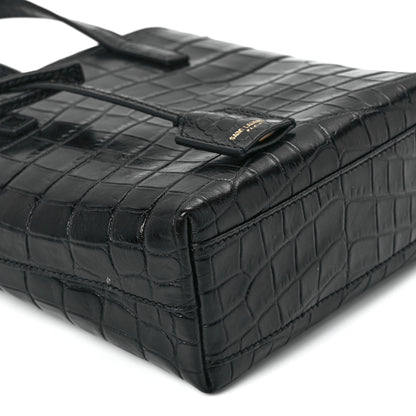 Saint Laurent Calfskin Crocodile Embossed Paris Mini Toy Shopper Tote Black 11 of 12