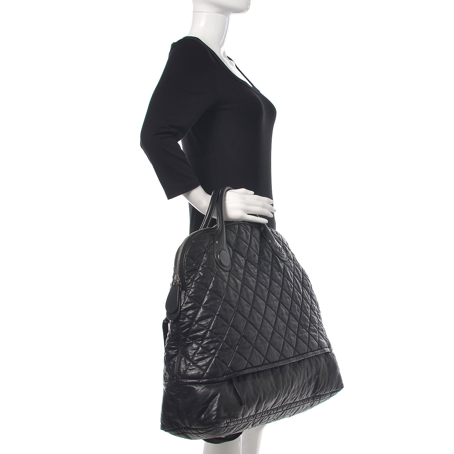 Chanel Coated Canvas Quilted Large Garment Travel Bag Black 2 of 16