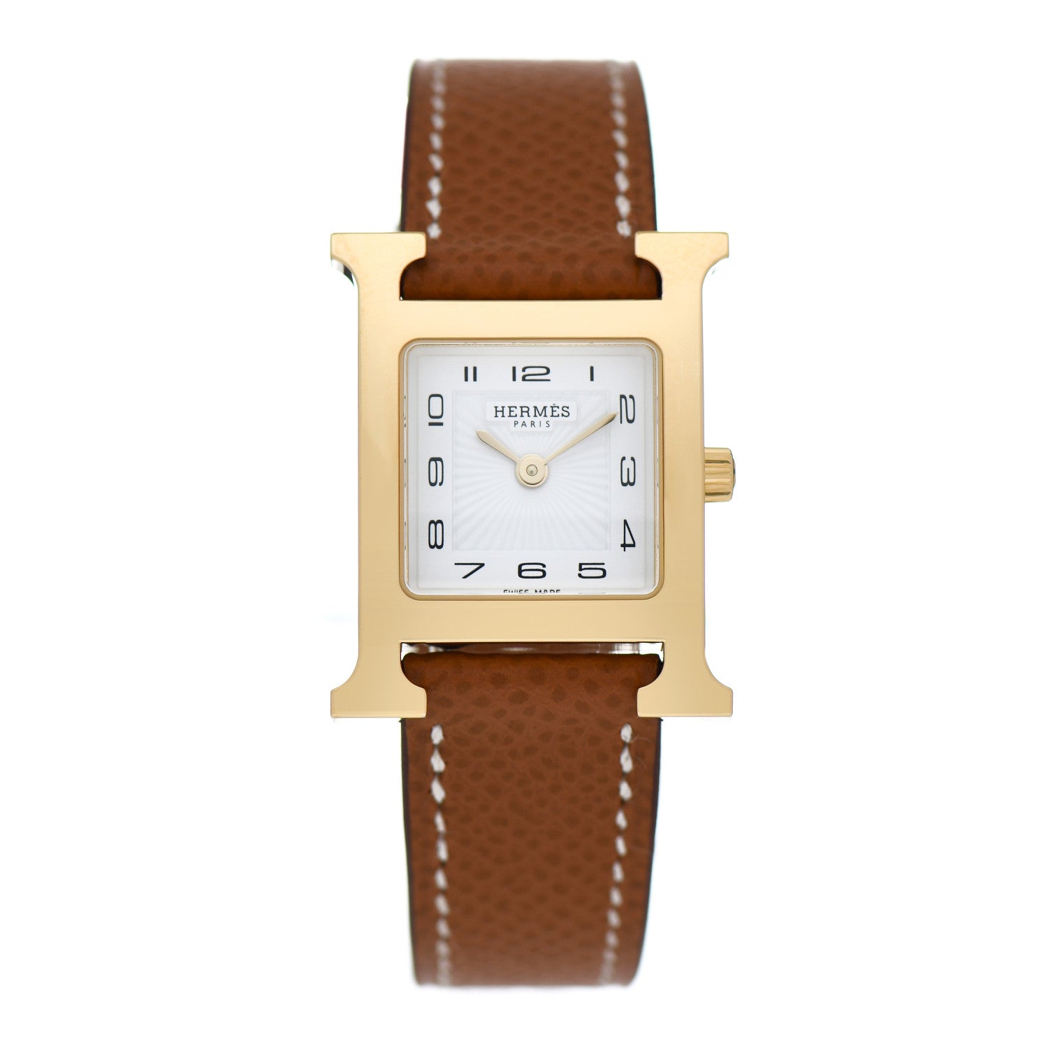 Hermes Stainless Steel Epsom 21mm Heure H Hour Quartz Watch Gold 1 of 5