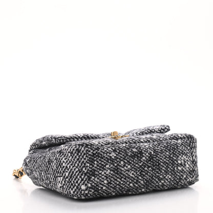 Chanel Tweed Quilted Medium Chanel 19 Flap Black White 3 of 8