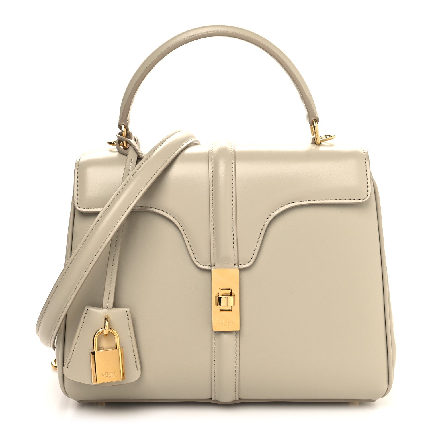 Celine Satinated Calfskin Small 16 Top Handle Bag Beige 1 of 11