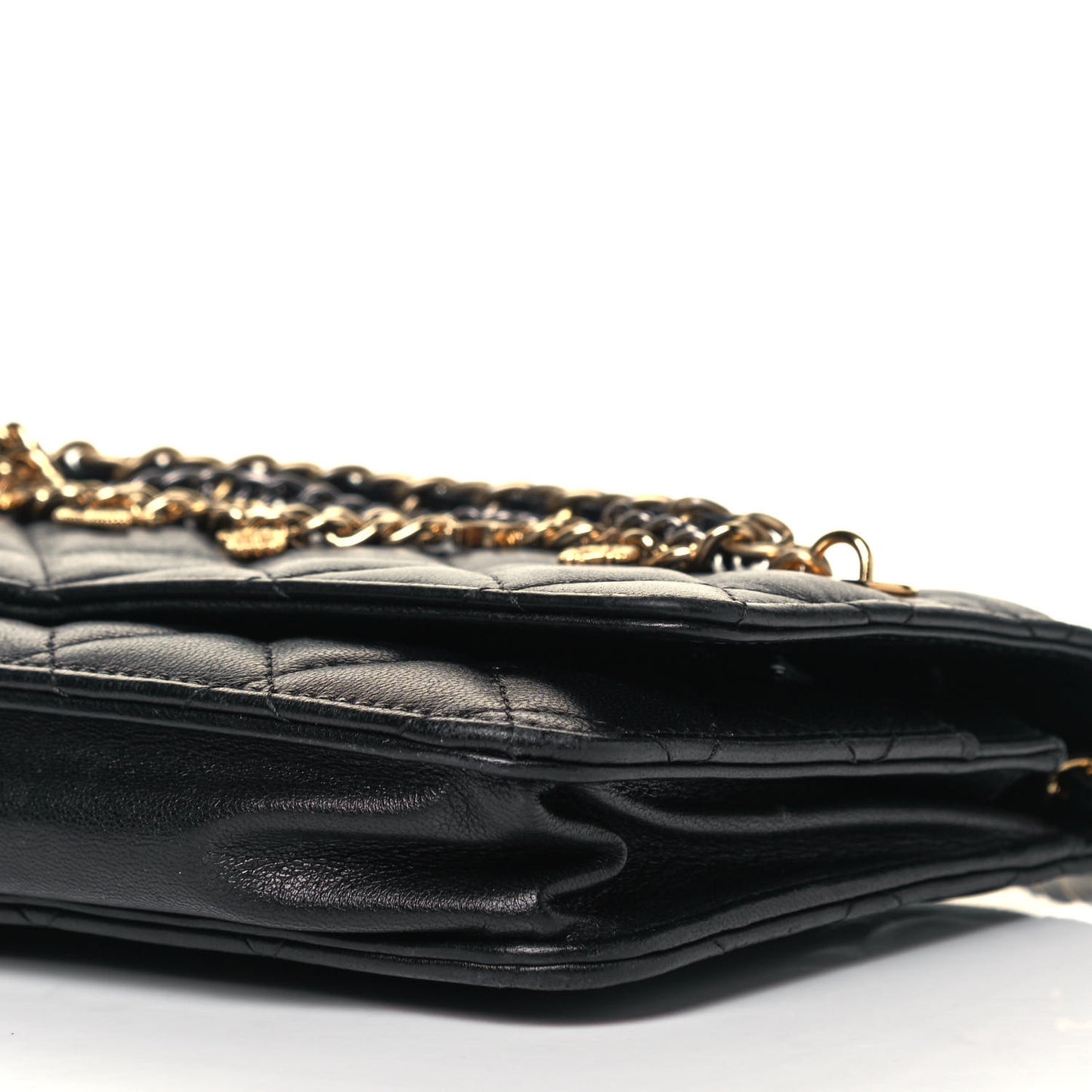 Lambskin Quilted Egyptian Amulet Wallet On Chain WOC Black