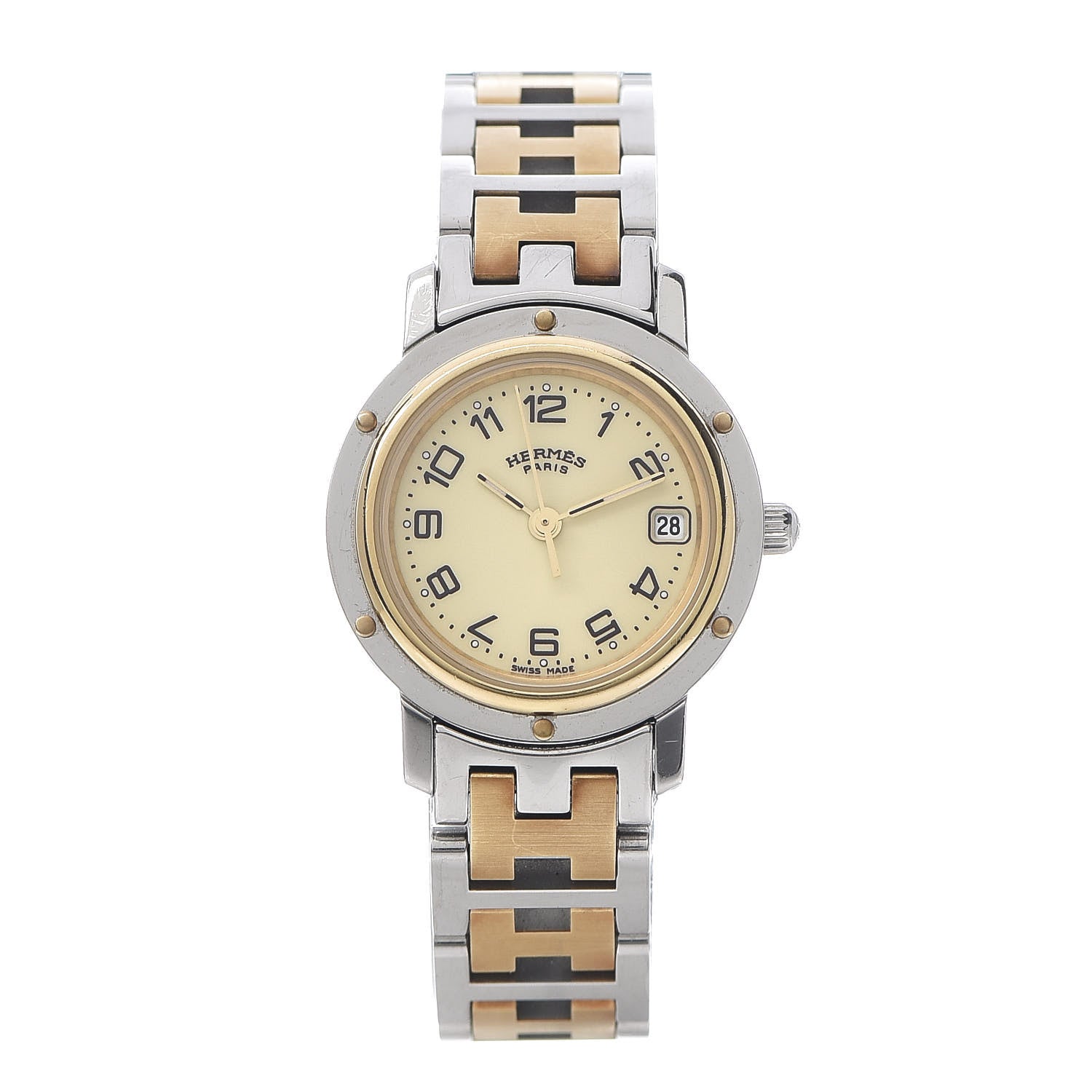 Hermes Stainless Steel 24mm Clipper Quartz Watch Gold 1 of 6