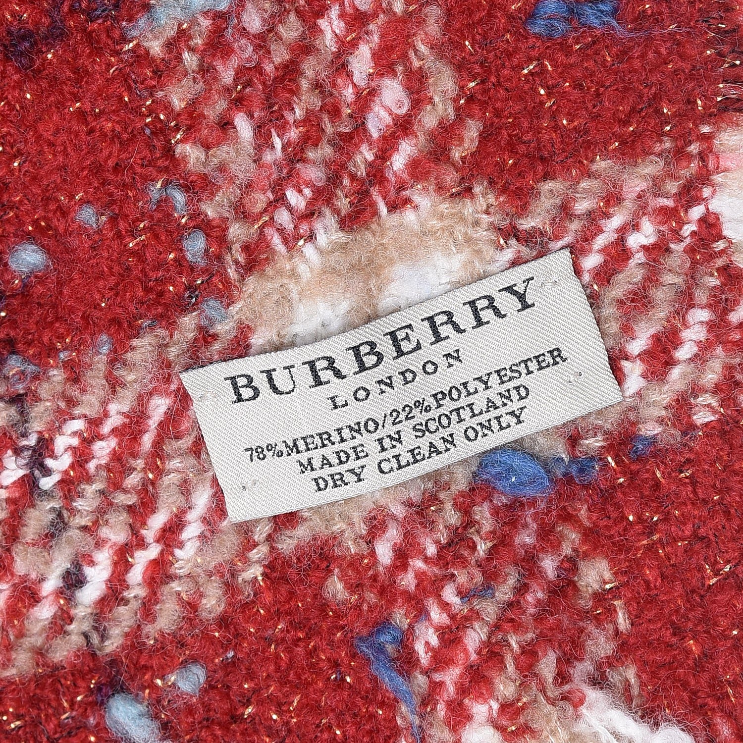 Burberry Merino Wool Check Scarf Red 5 of 5
