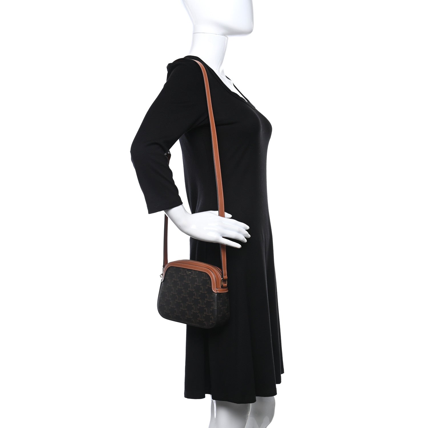 Celine Triomphe Canvas Small Camera Bag Tan 2 of 10